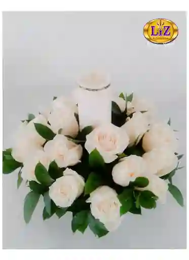 Arreglo Floral Con Cirio Condolencia