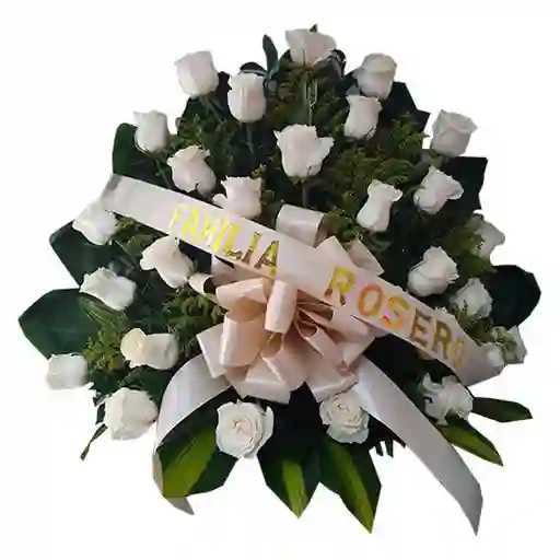 Ramo Funebre En Rosas Abanico Blanco