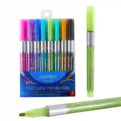 Marcadores Metalizados Grafico Doble Tinta 8 Colores Punta