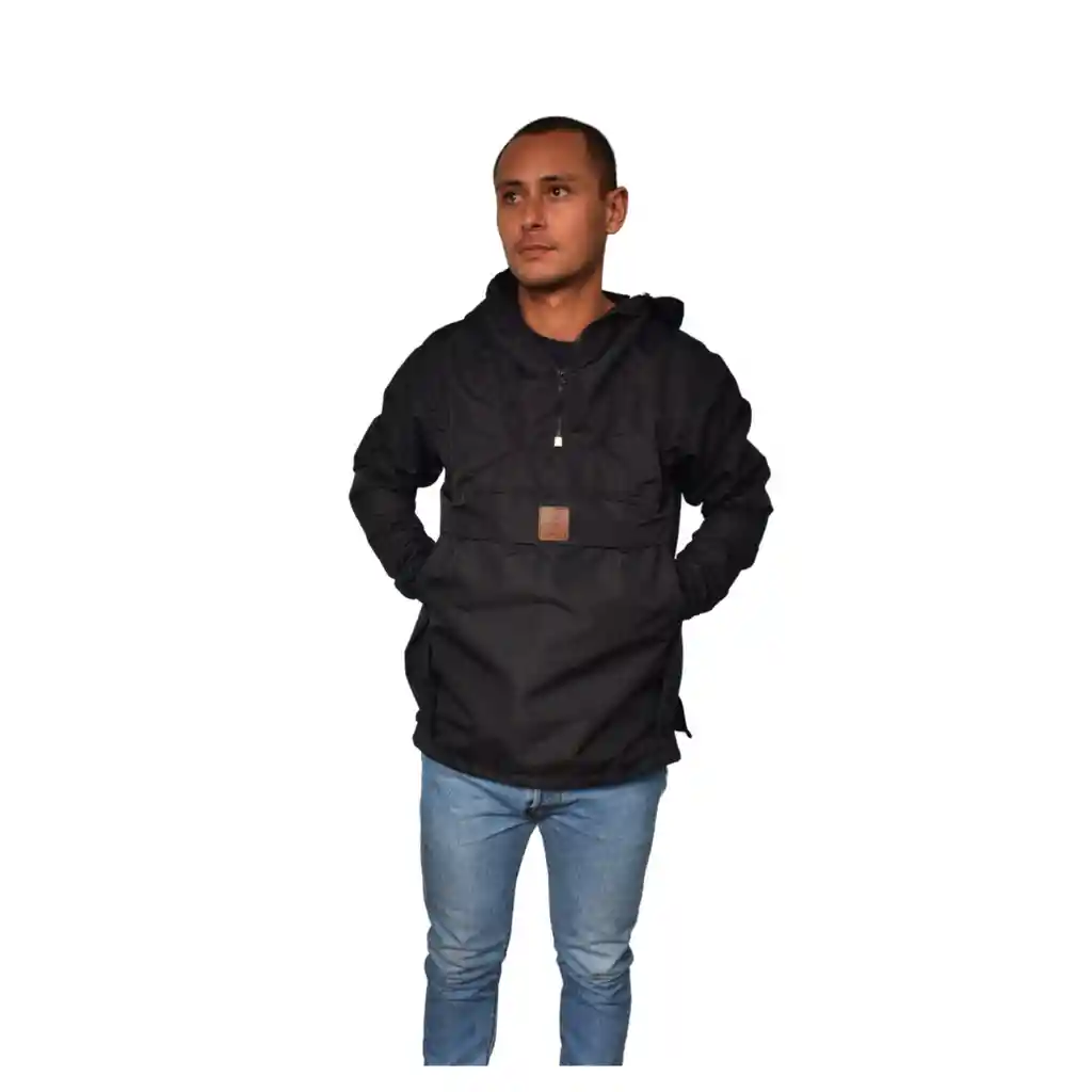 Chaqueta Bolsillo Canguro Negra