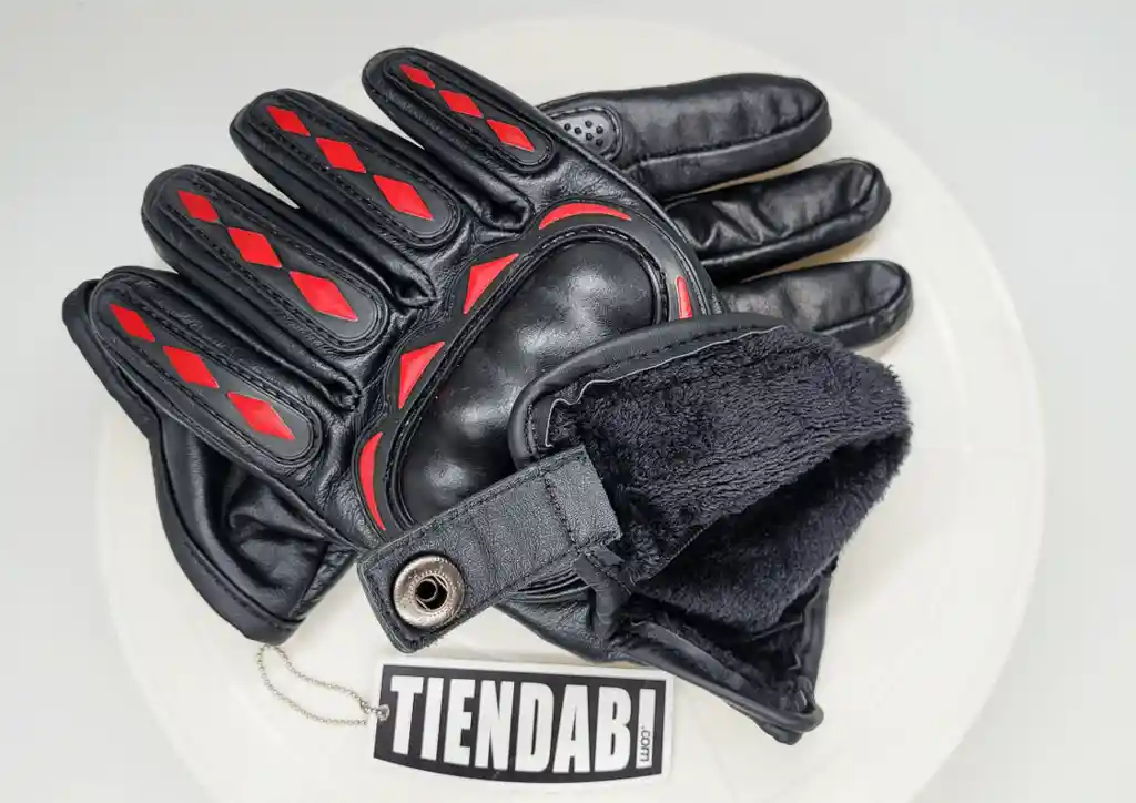 Guantes Para Moto Motociclista En Cuero Tipo Relojero Unisex Rojos