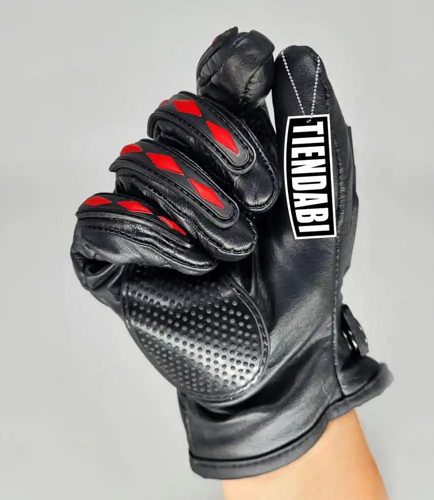 Guantes Para Moto Motociclista En Cuero Tipo Relojero Unisex Rojos