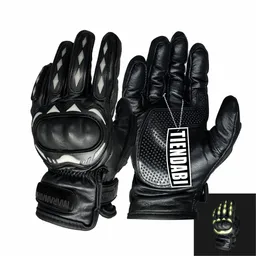 Guantes Para Moto Motociclista En Cuero Tipo Relojero Unisex Reflectivos