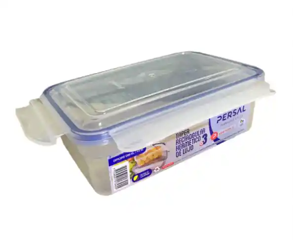 Recipiente Refractaria Rectangular Tupper Plastico Hermetico Persal #3 19x13cm 1300 Ml / 44oz