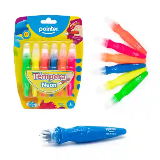 Tempera Escolar Lavable Pintura Para Niños Pinceles Recarga