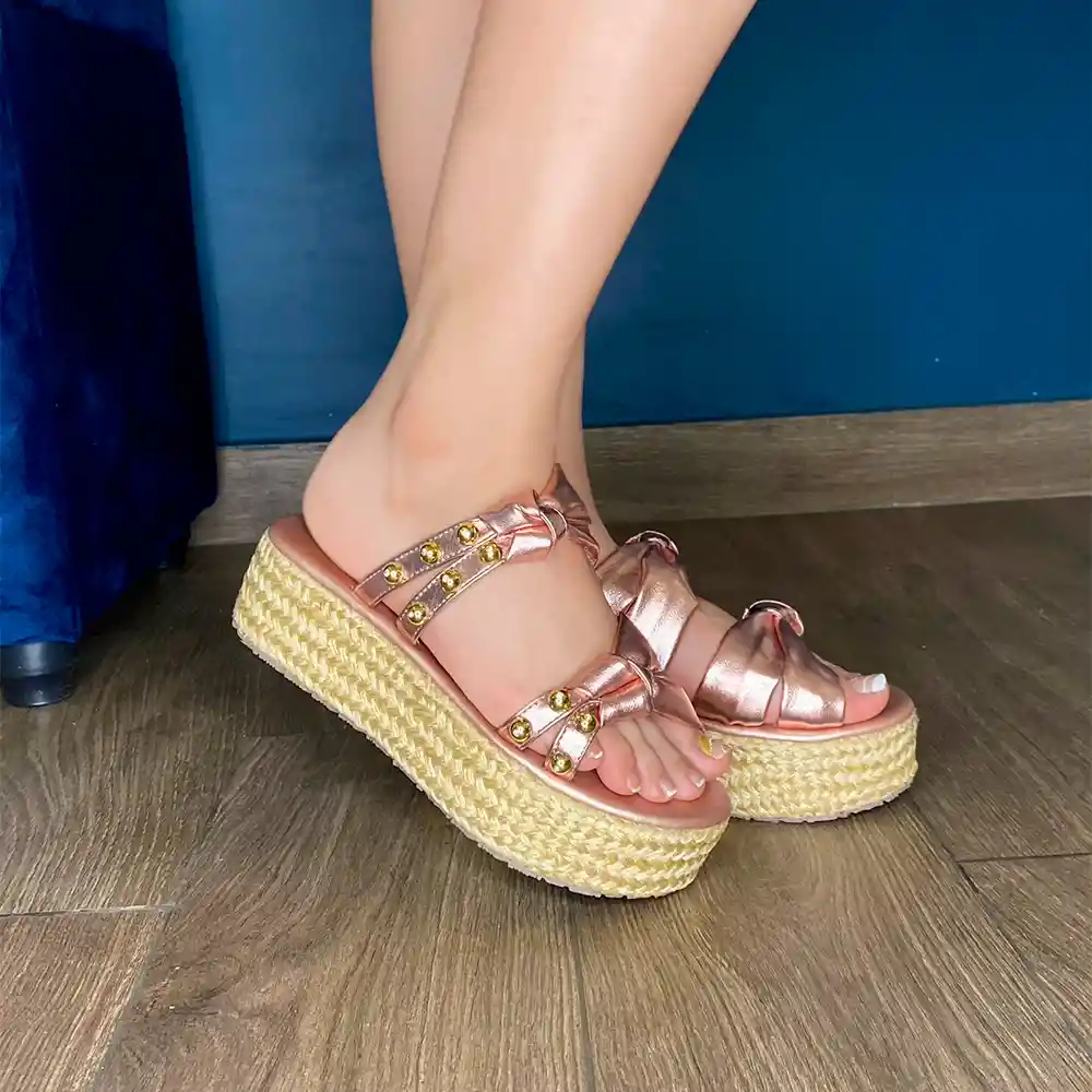 Calzado Casual Sandalia Plataforma Zapato Dama Karla Chacon Leslie Rosa 35