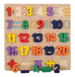 Rompecabezas Números Encajable Madera Español Inglés Niños