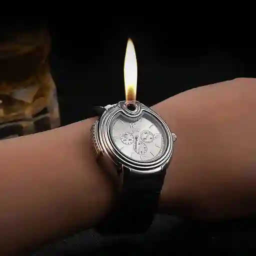 Reloj Con Encendedor Briket De Llama Gas Butano Recargable