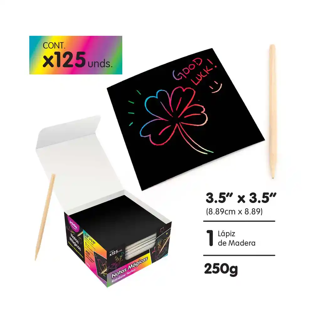 Notas De Papel Mágicas Negro Multicolor Lápiz Madera 125 Un