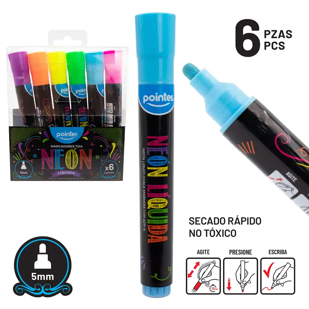 Marcadores Para Niños Tipo Tiza Chalk Colegio Colores Neón