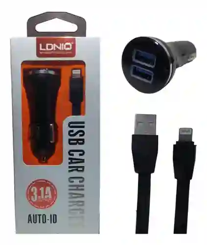 Cargador Ldnio 3.1a Cable Usb- Lightning + Charger Car 2 Usb