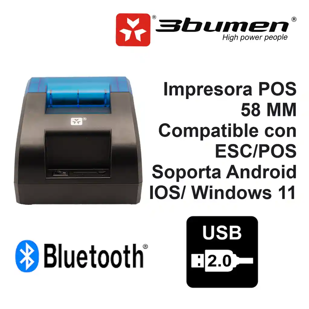 Impresora Térmica Pos 58mm Alta Velocidad / Usb + Bluetooth