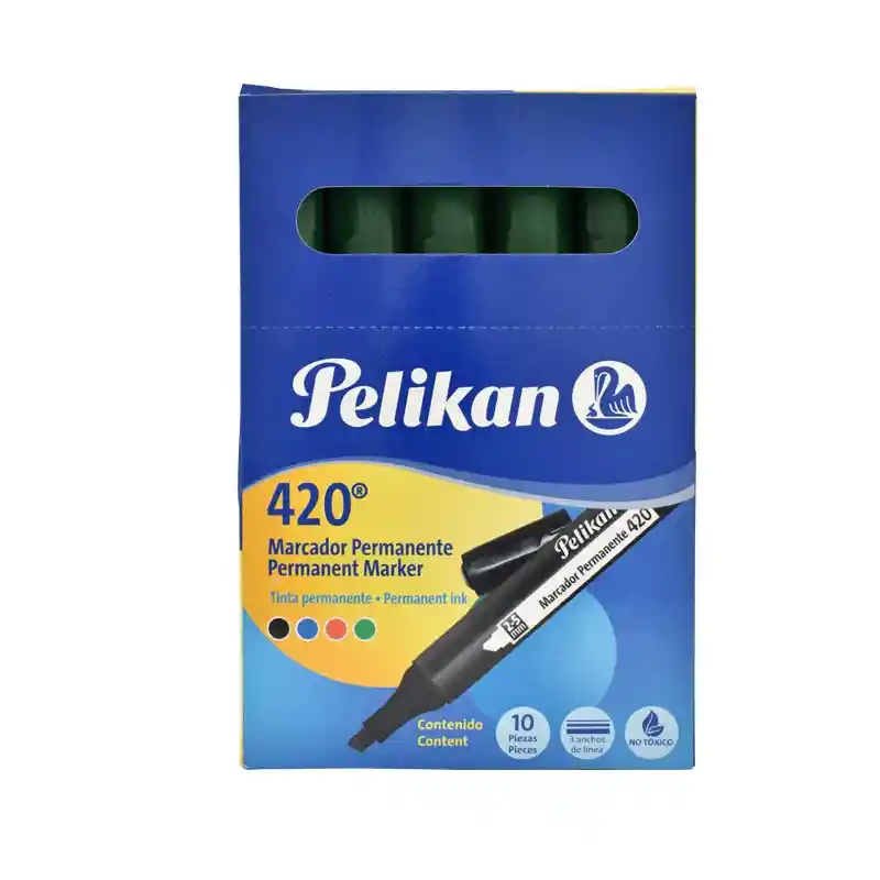 Caja De Marcador Pelikan Permanente Punta Ancha X10 Verde Oscuro Ref 420