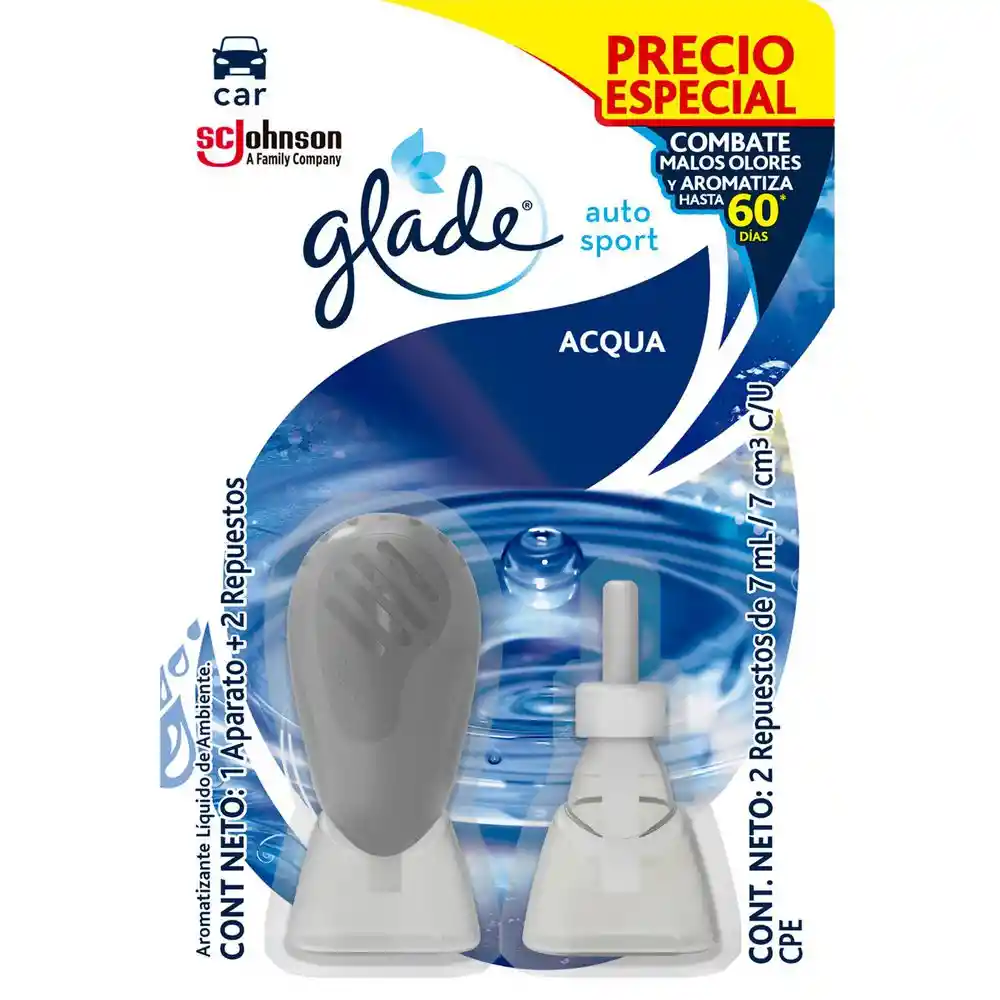Aromatizante Liquido Ambiente Carro Acqua Glade Ambientador de Carro