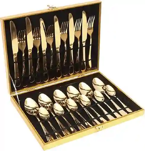 Juego De Cubiertos 24 Piezas De Acero Inoxidable Con Caja
