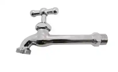 Llave De Agua Extensión Metálica Jardín Larga Grifo Plateado