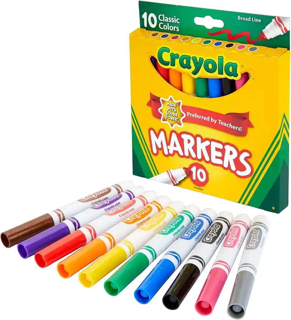 Marcadores Crayola Originales X10 Punta Gruesa Rotuladores Plumones