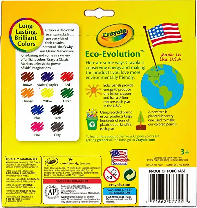 Marcadores Crayola Originales X10 Punta Gruesa Rotuladores Plumones