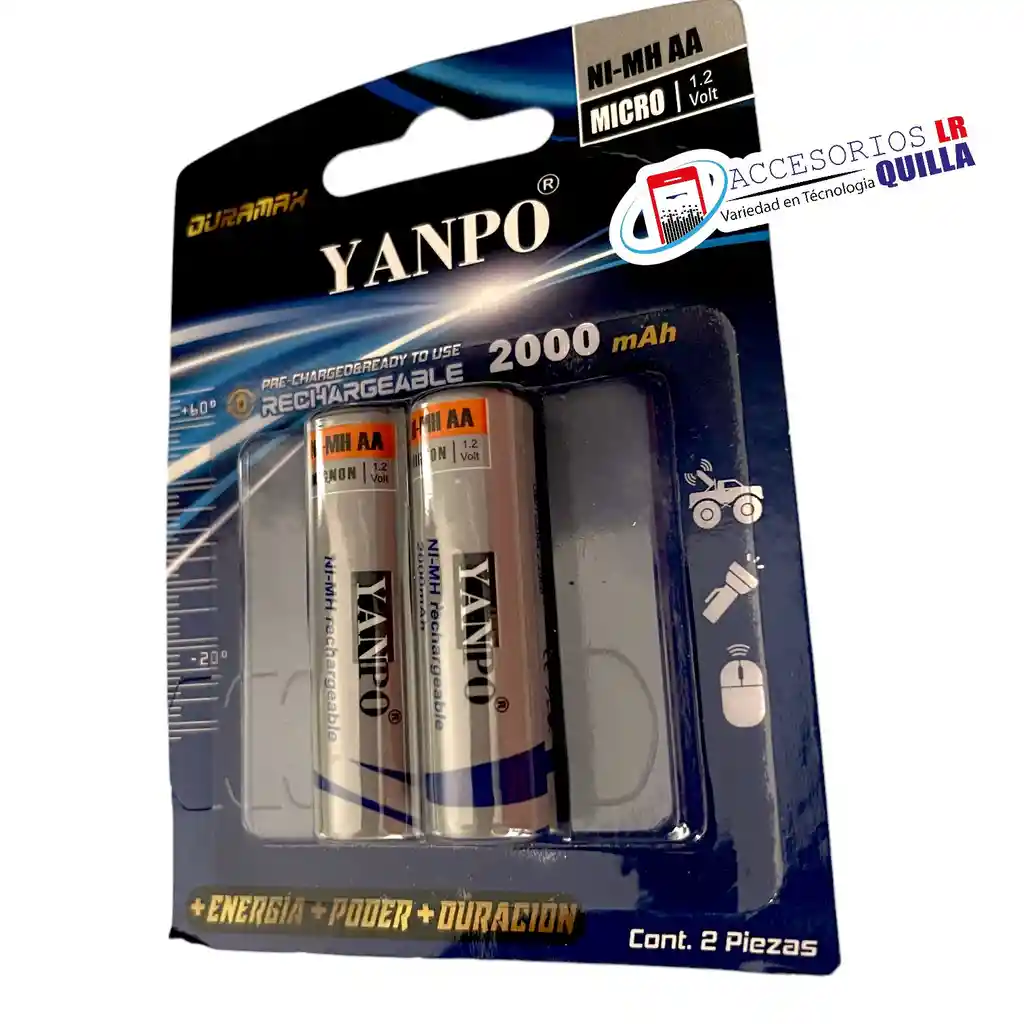 Baterias Pilas Recargables Aa, 2000 Mha Paquete X2