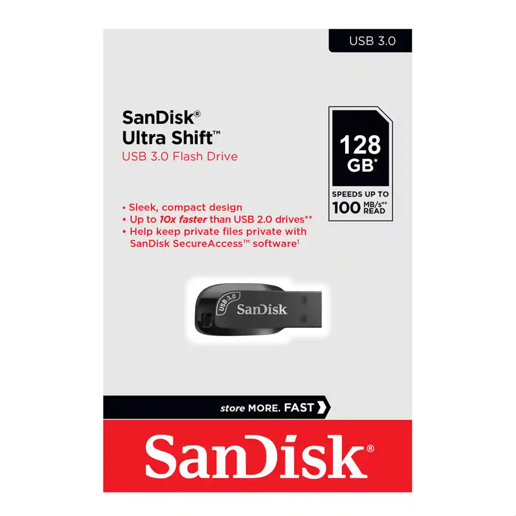Memoria Flash Sandisk Ultra Shift Usb 3.0 De 128gb, 100mb/s