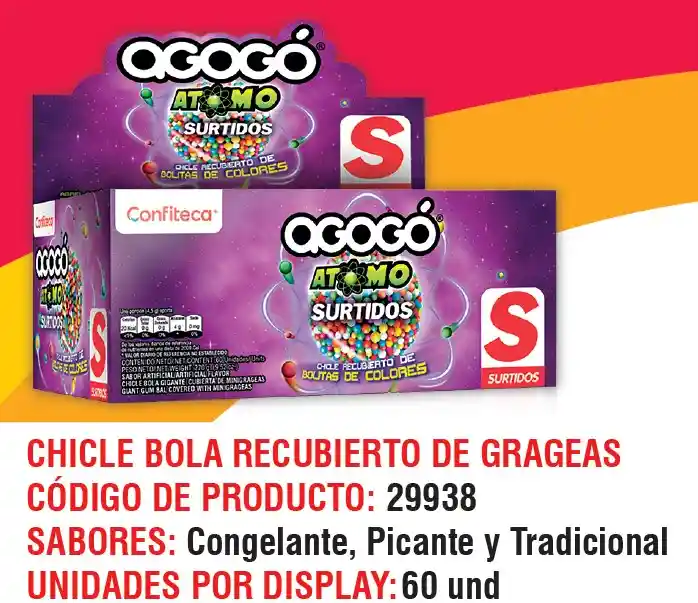 Chicle Agogo Atomo Surtido X60u