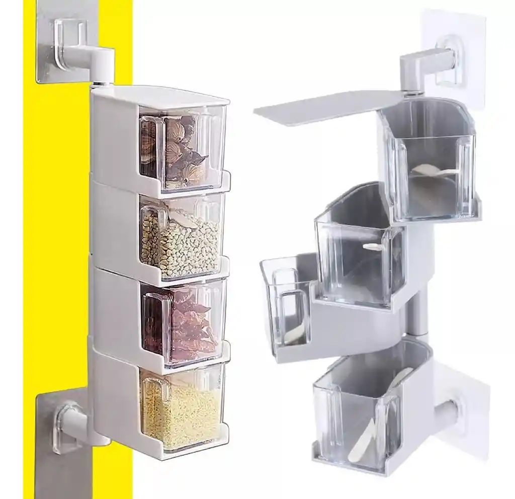 Especiero Condimentero Estante X4 Giratorio Soporte De Pared