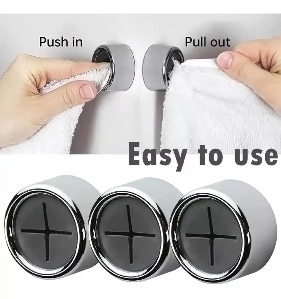 Toallero Gancho Adhesivo Para Baños Cocina Cromado X3 Piezas