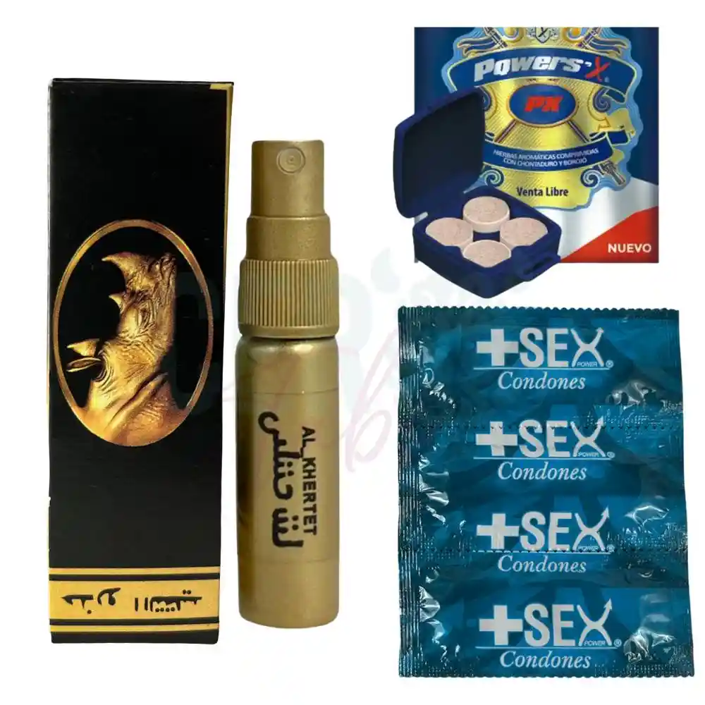 Kit Potenciador Sexual + Retardante Rhino + Condones X3