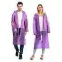 Capa Lluvia Adulto Botones Impermeable Eva Chaqueta Capota Morada 150x70cm
