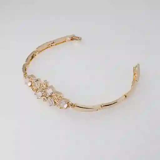 Pulsera Zircones Translucidos Tono Oro- Baño 18k