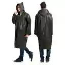 Capa Lluvia Adulto Botones Impermeable Eva Chaqueta Capota Negro 150x70cm
