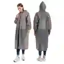 Capa Lluvia Adulto Botones Impermeable Eva Chaqueta Capota Gris 150x70cm