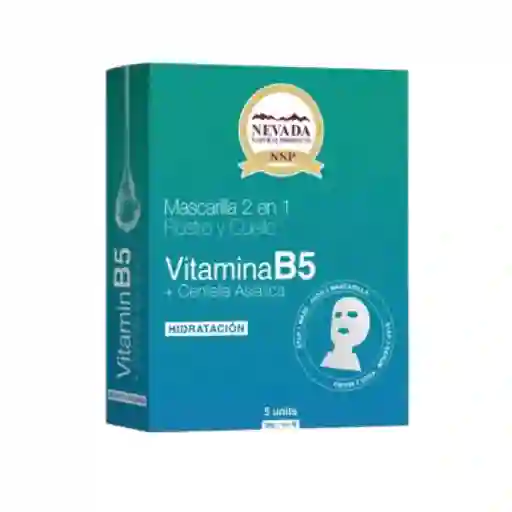 Nevada Mascarilla Facial Vitamina B5 + Centella Asiatica Hidratacion Extrema Caja 5 Und X 30g