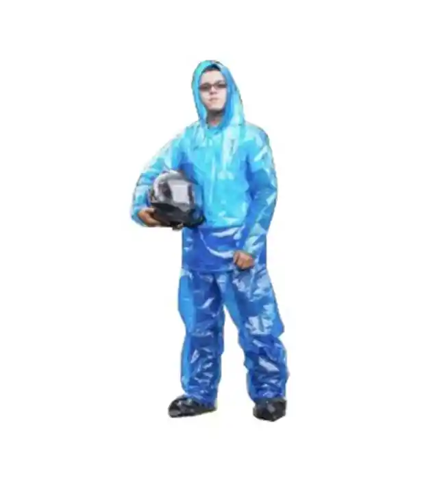 Impermeable Moto Bicicleta Plástico Portable - Talla: S - Azul
