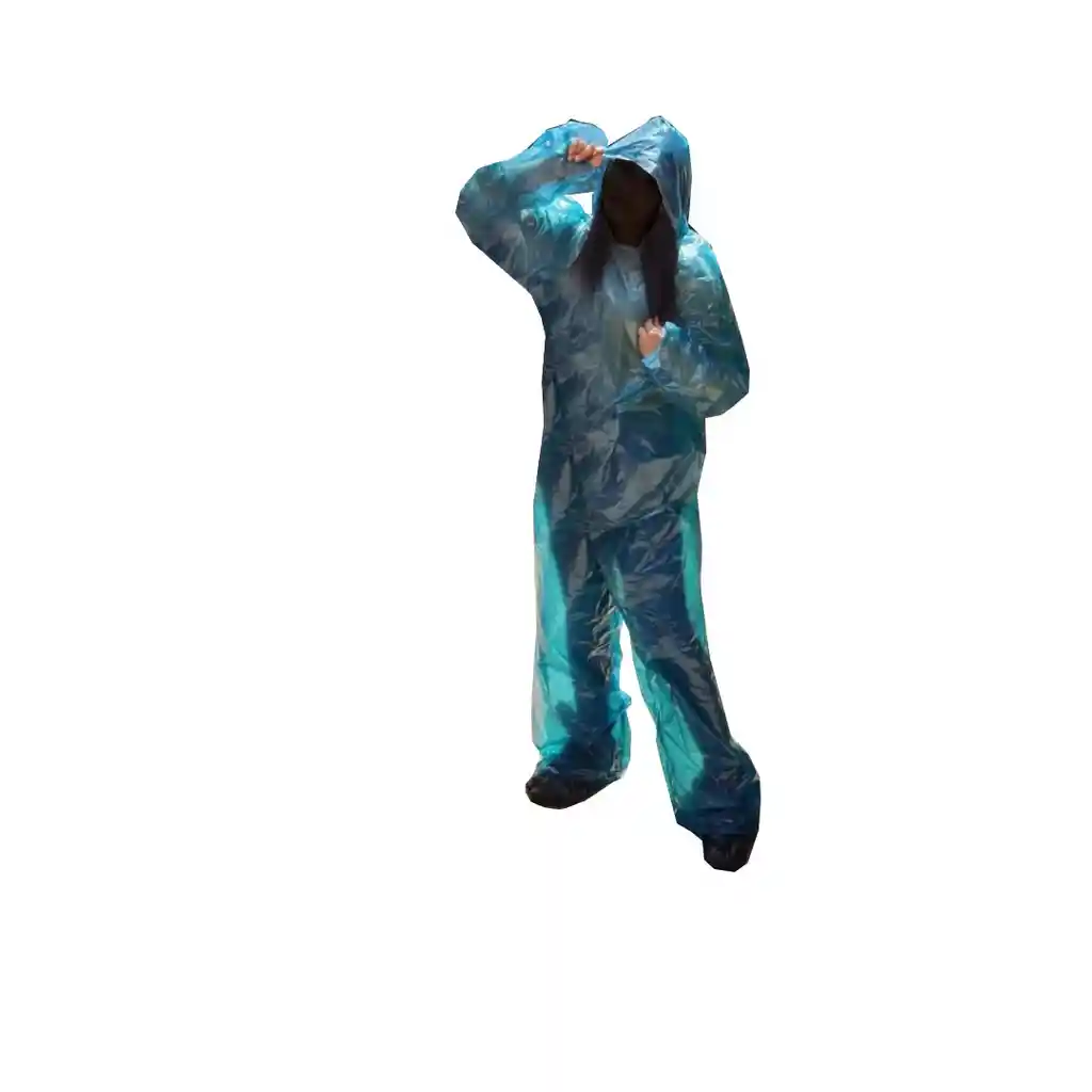 Impermeable Moto Bicicleta Plástico Portable - Talla: S - Azul