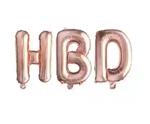 Letras Metalizadas Inflables Hbd Oro Rosa