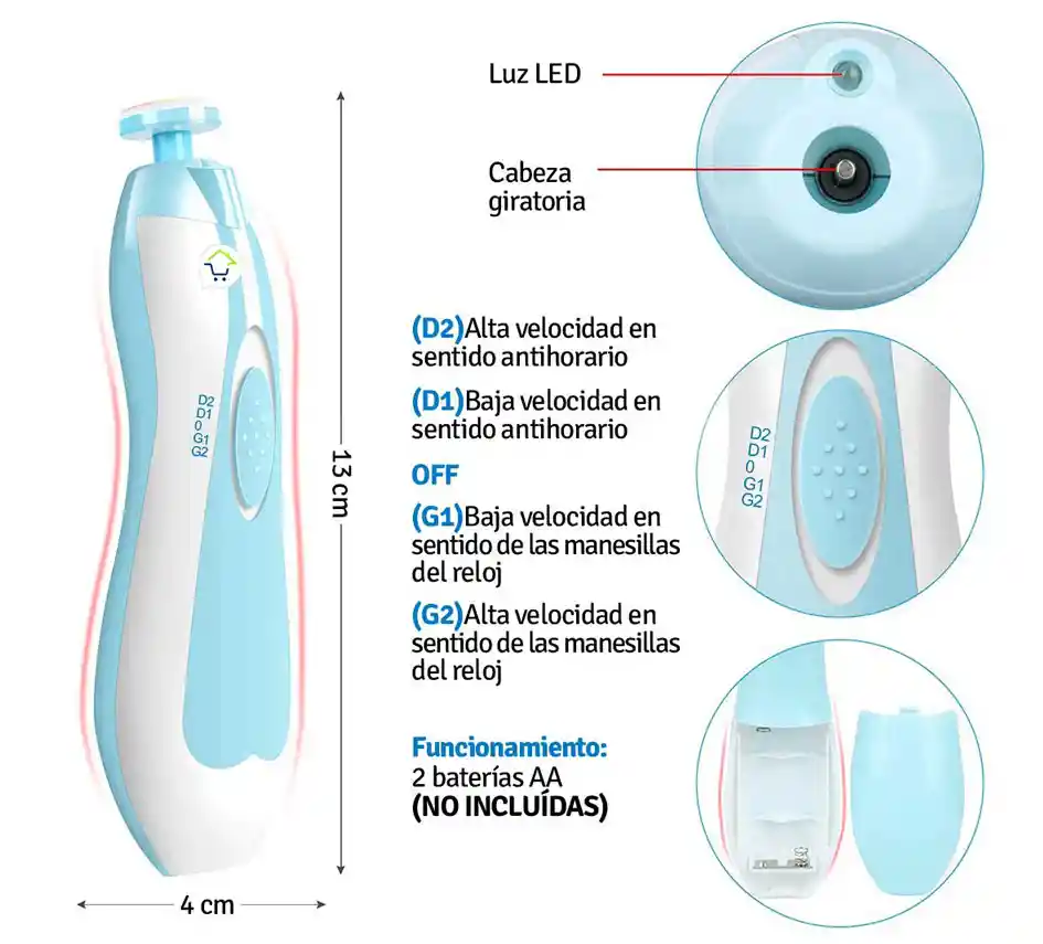 Lima Eléctrica Uñas Para Bebes Azul