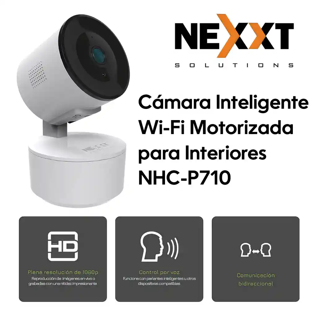 Cámara Inteligente Wifi Robótica 1080p Audio, Nexxt Nhc-p710