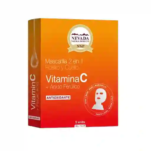 Nevada Mascarilla Facial Vitamina C + Acido Ferulico Antioxidante Caja 5und X 30g