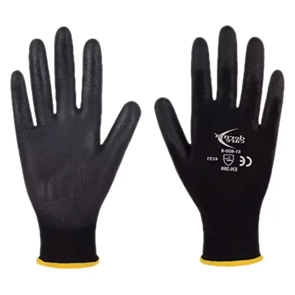 Guantes Negros Poliuretano X12 Pares Mecánico Seguridad Moto Talla 10