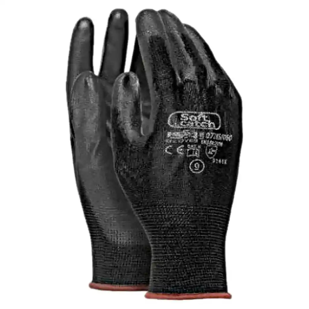 Guantes Negros Poliuretano X12 Pares Mecánico Seguridad Moto Talla 8