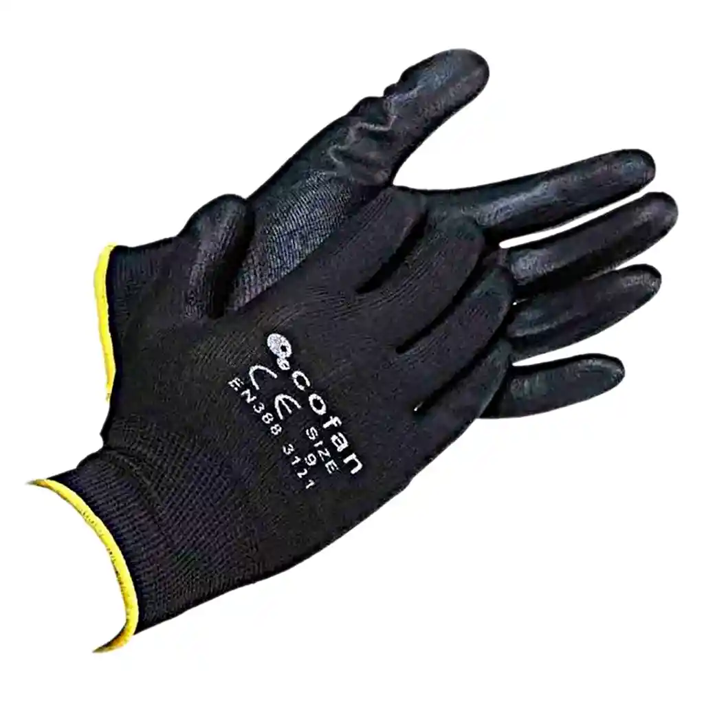 Guantes Negros Poliuretano X12 Pares Mecánico Seguridad Moto Talla 10