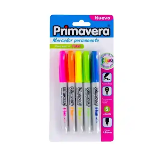 Marcadores Permanentes Punta Fina Neon X5 Colores Primavera