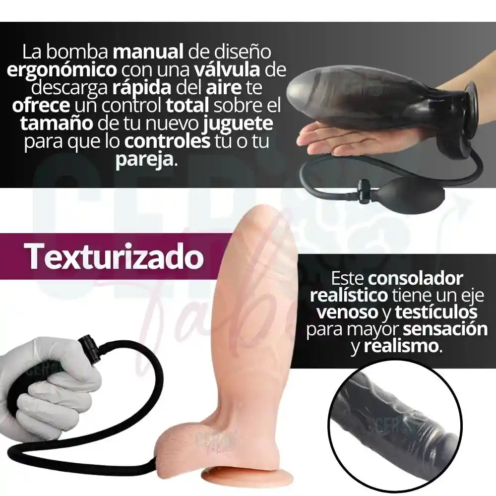 Dildo Inflable Consolador Realista Chupa Adherente 19 Cm