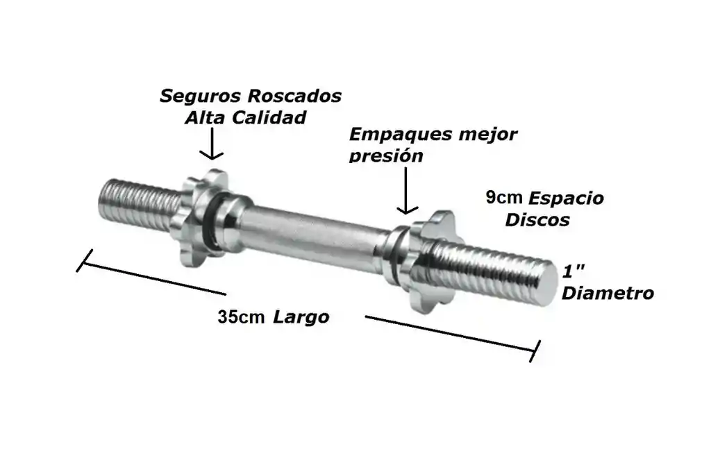 1 Barra Mancuerna Para Pesas Con Seguros - Cromada