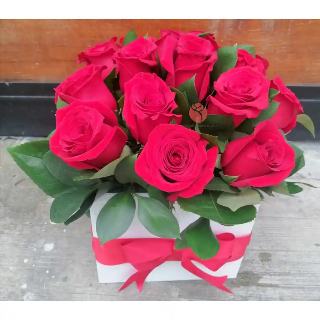 Cubo De Rosas Rojas