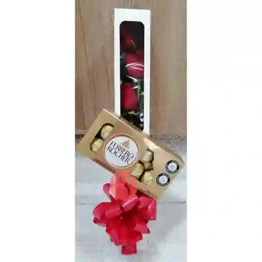 Caja De Rosas Y Chocolates Ferrero
