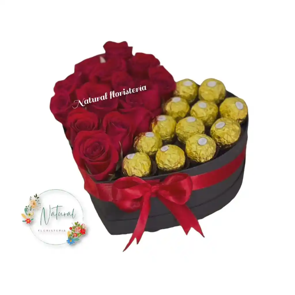 Corazon 12 Rosas 12 Chocolates