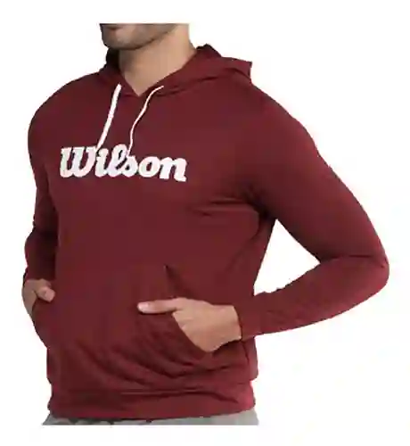 Buzo Deportivo Saco Con Capucho Wilson French Terry 05757 Hombre Vino L