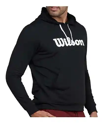 Buzo Deportivo Saco Con Capucho Wilson French Terry 05757 Hombre Negro L
